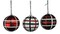 3 Pack of Black, White, and Red Plaid Ball Ornaments with Glitter Enhancements